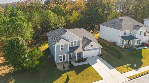 an aerial view of a house