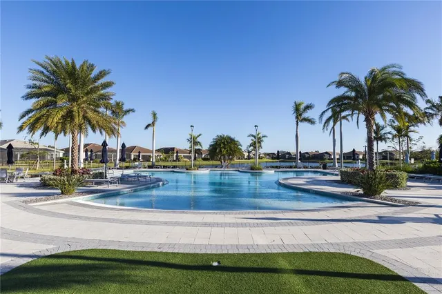 a view of ocean with a palm trees