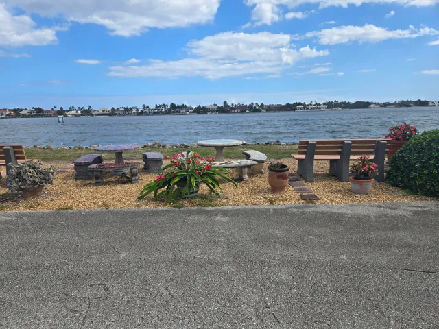 a view of a lake with a city