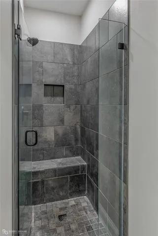 a bathroom with a shower