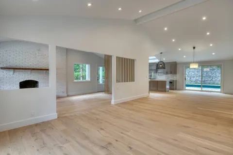 a view of kitchen and windows