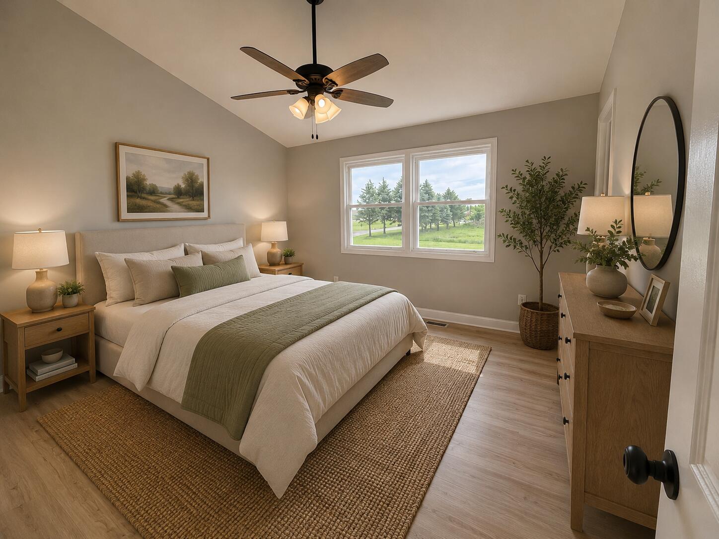 15895 Sherman Street Lowell, IN 46356 - Photo 27 of 36 a bedroom with a large bed and a chandelier