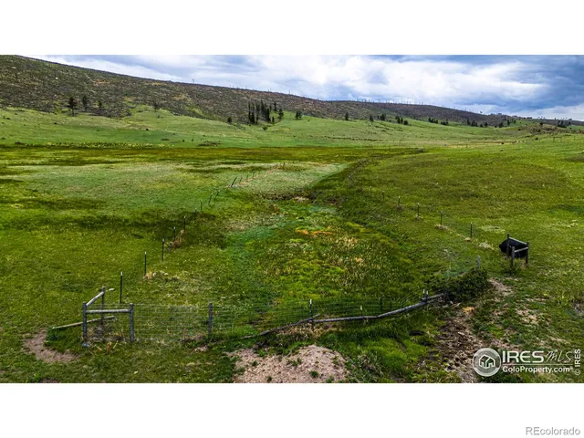 a view of a field with an ocean