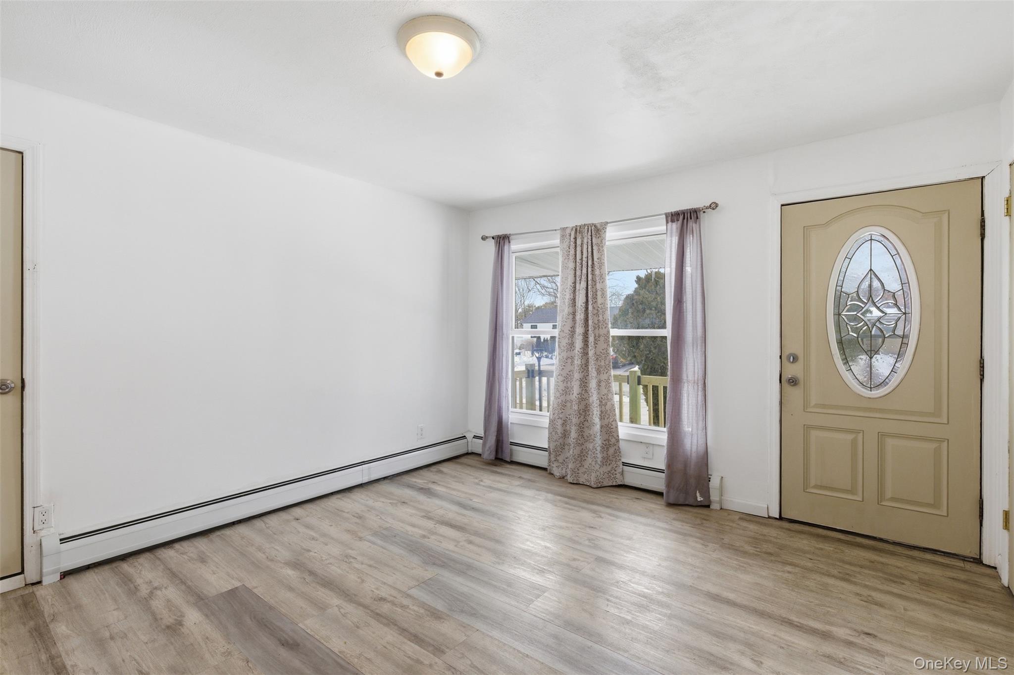 717 Doane Avenue Bellport, NY 11713 - Photo 9 of 22 Foyer featuring a baseboard heating unit and light wood-style floors