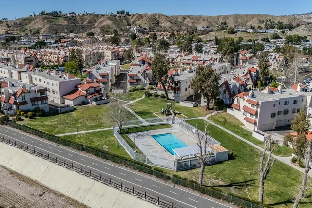 an aerial view of a house