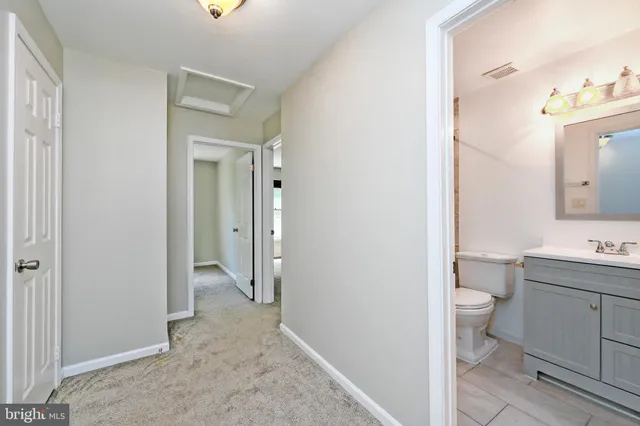 a bathroom with a sink a toilet and shower curtain