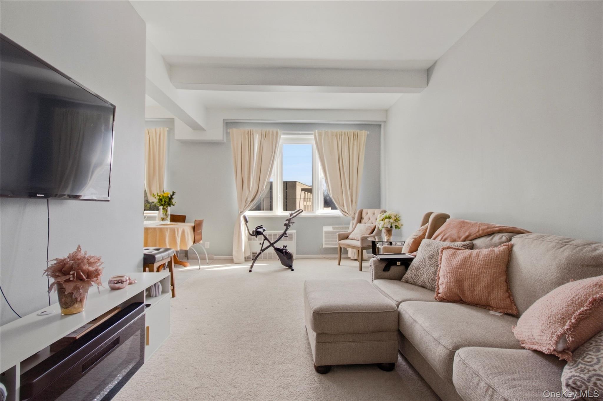 245 Rumsey Road, Unit 2S Yonkers, NY 10701 - Photo 4 of 21 a living room with furniture fireplace and a flat screen tv