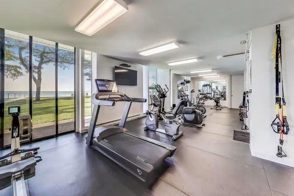 a view of a room with gym equipment