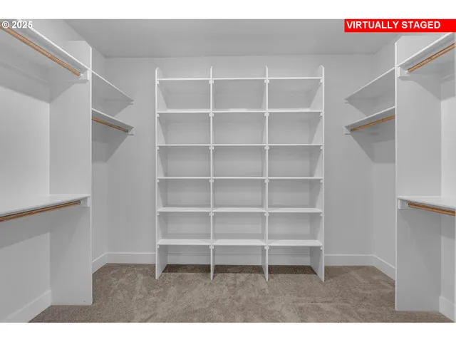 a room with a book shelf