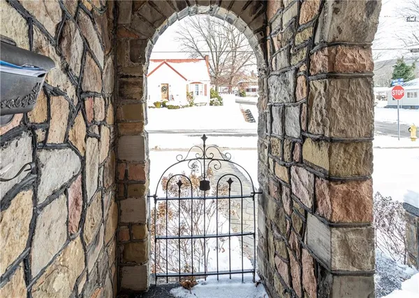 a view of a house with a snow on the wall