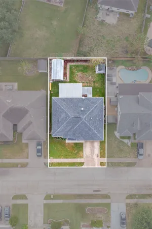 an aerial view of a house