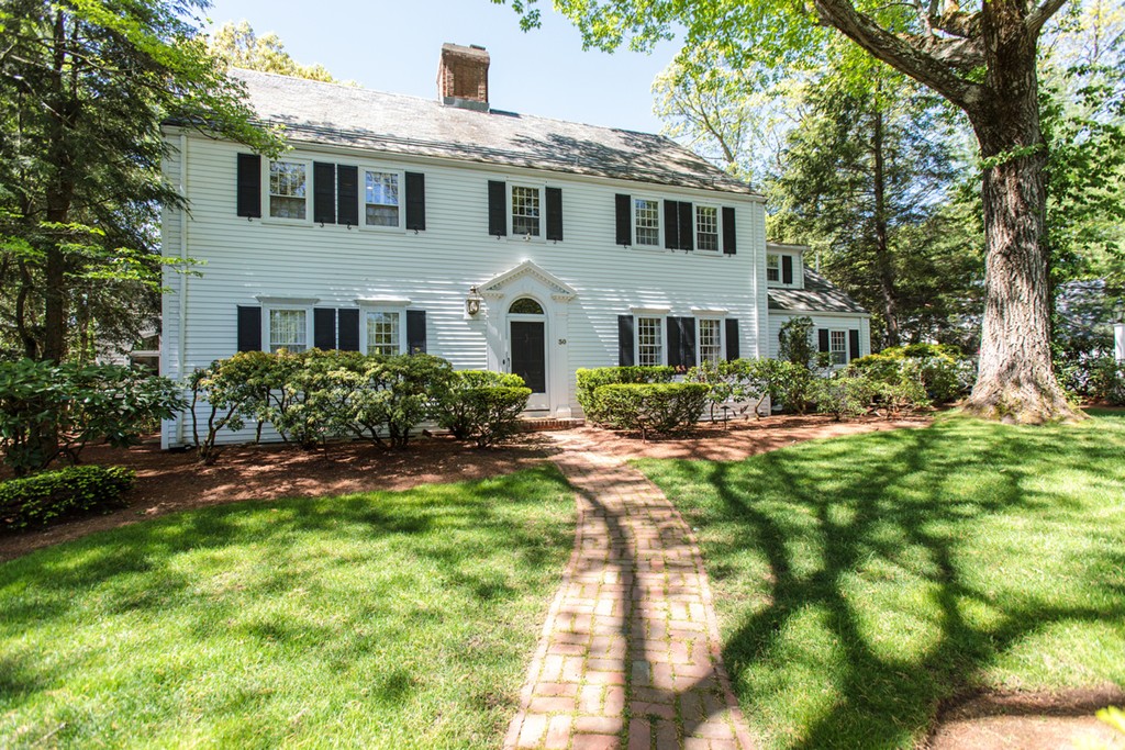 30 Old Farm Road Wellesley, MA 02481 - Photo 1 of 15 a front view of a house with garden