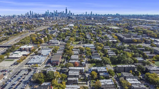 an aerial view of a city