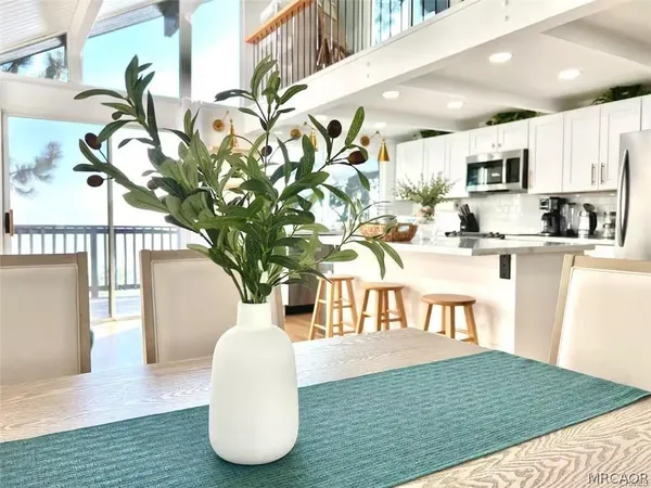a view of kitchen with furniture and a potted plant