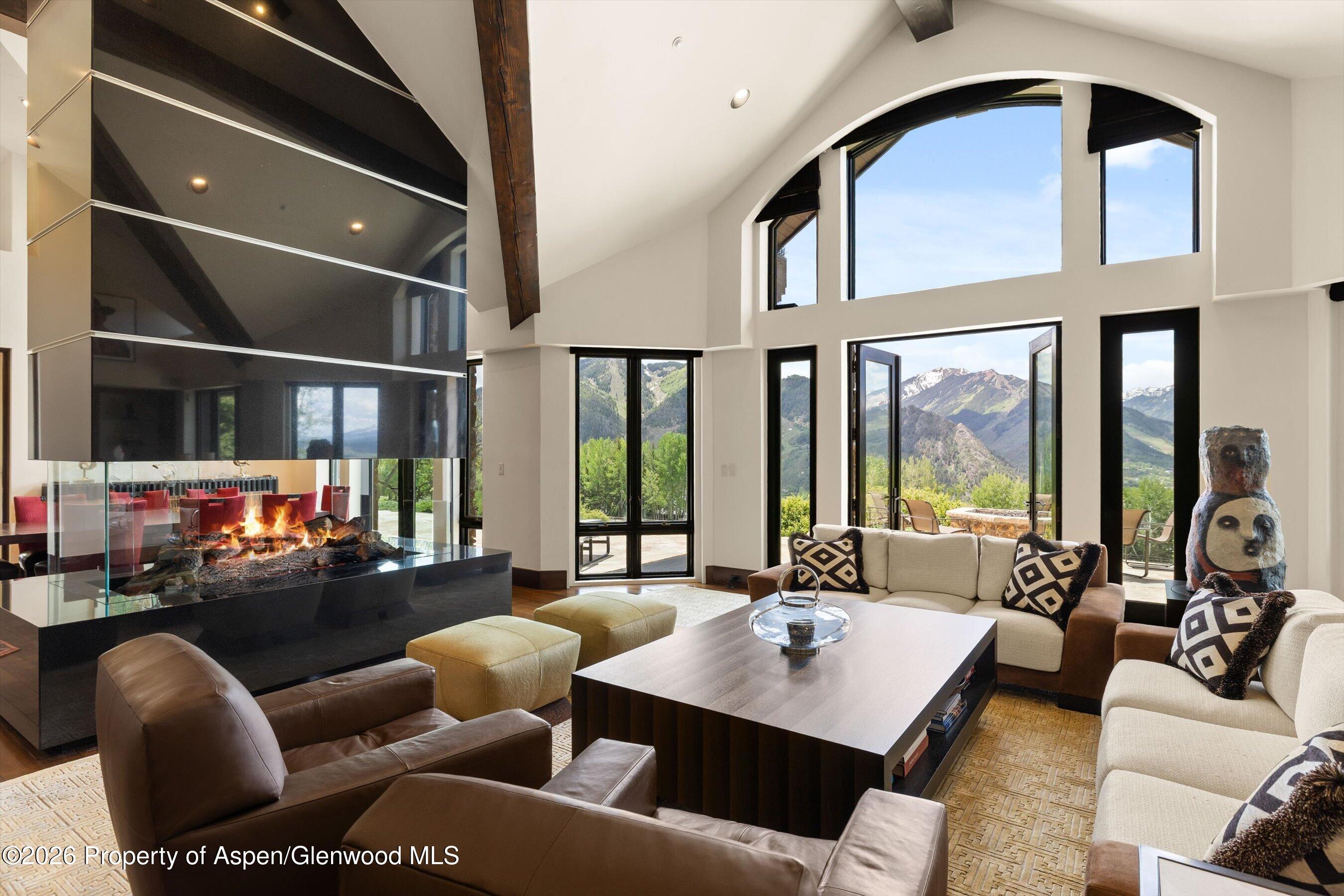 1682 Red Mountain Road Aspen, CO 81612 - Photo 4 of 42 Great Room with View and Fireplace