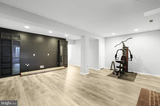 a view of a room with gym equipment