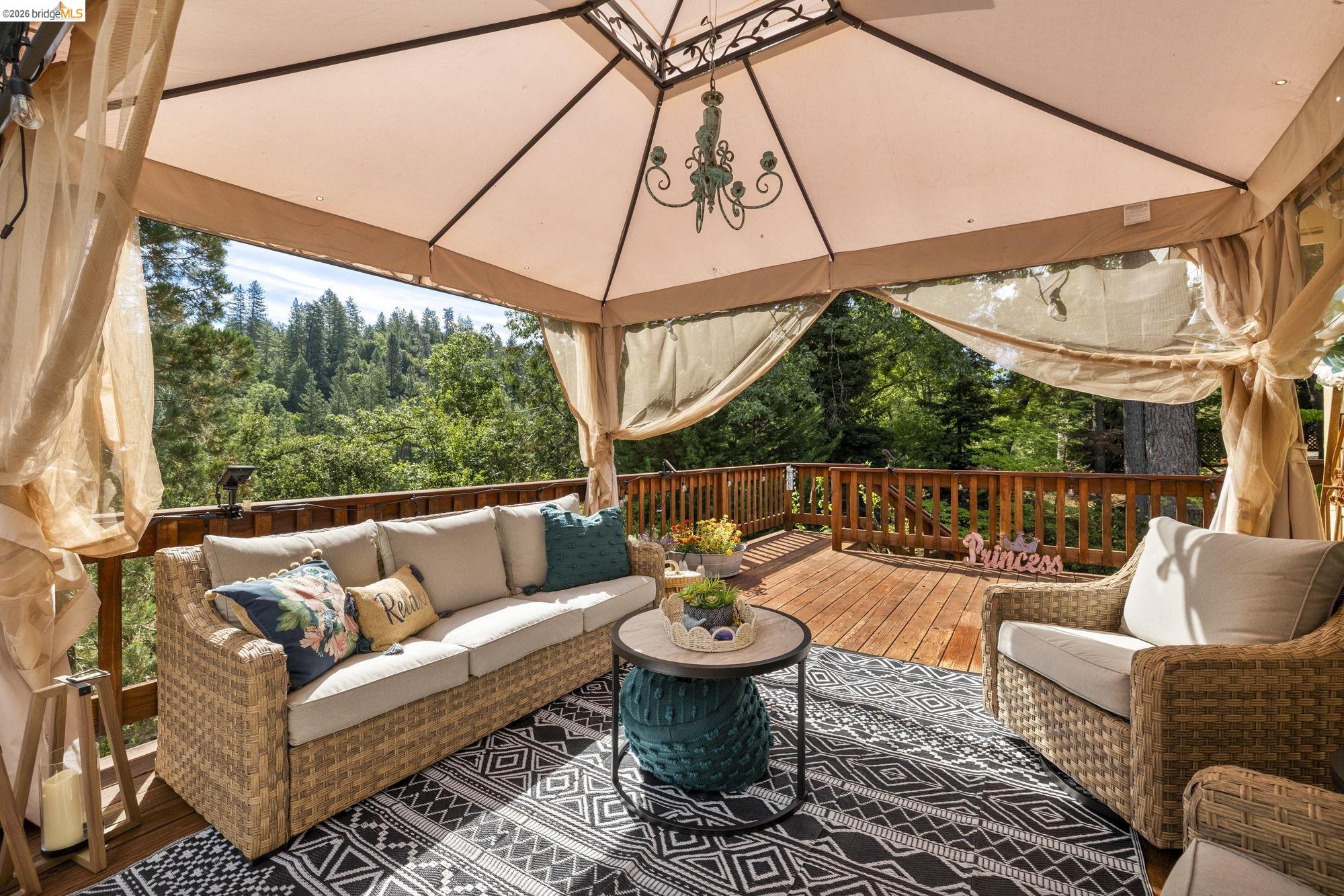20581 Gerber Road Tuolumne, CA 95379 - Photo 30 of 60 Deck featuring outdoor lounge area and a gazebo