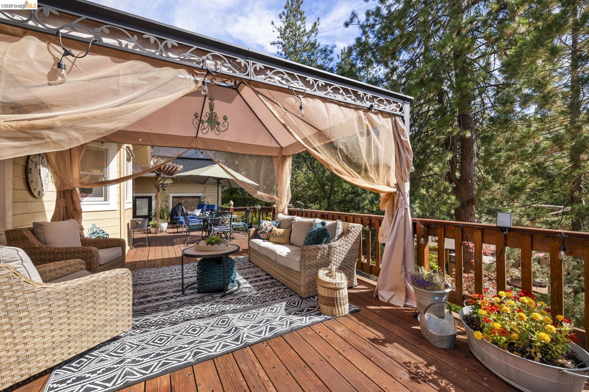 20581 Gerber Road Tuolumne, CA 95379 - Photo 31 of 60 Wooden deck featuring an outdoor living space and a gazebo