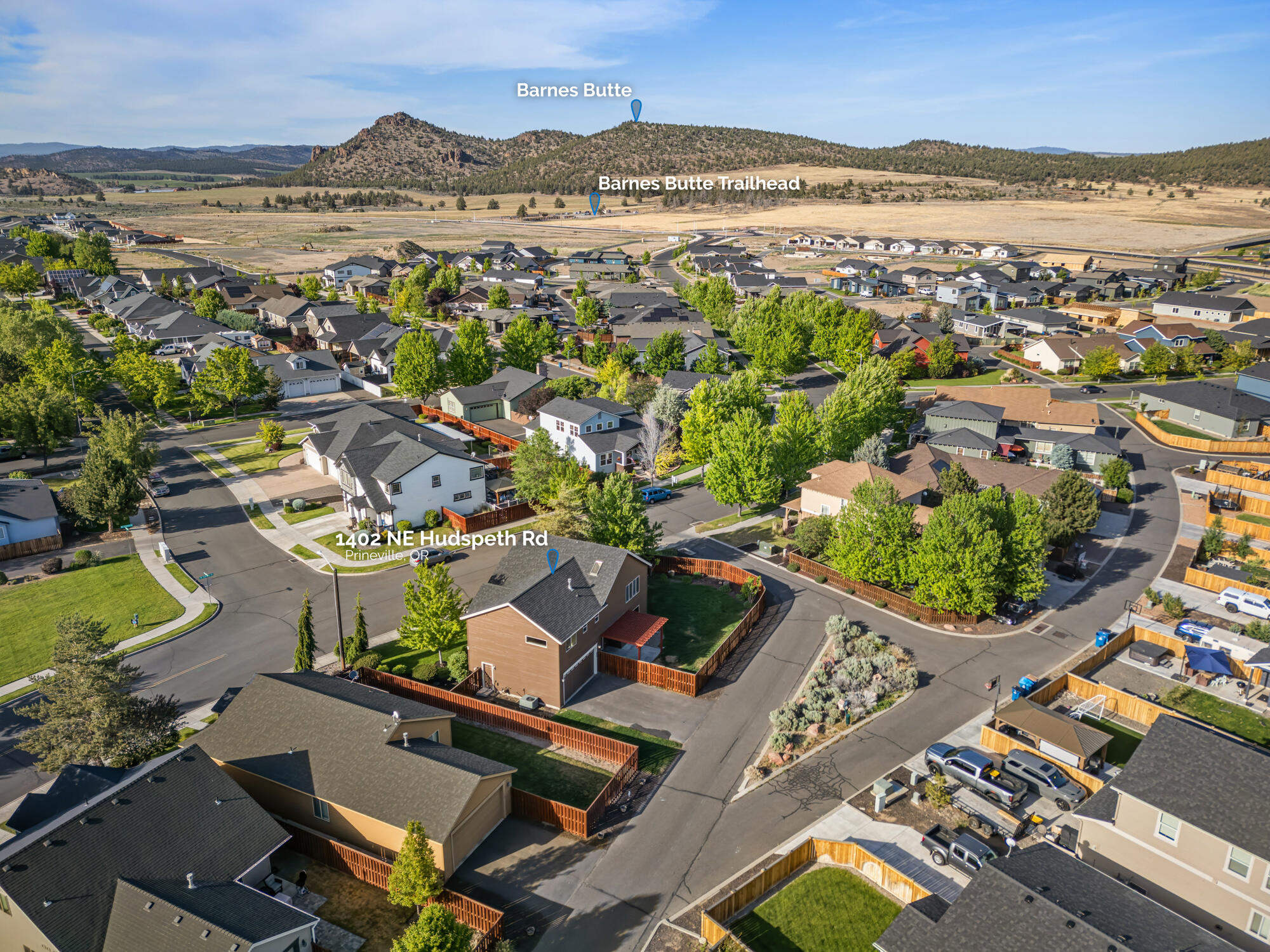 1402 Northeast Hudspeth Road Prineville, OR 97754 - Photo 35 of 36 an aerial view of a house with a garden
