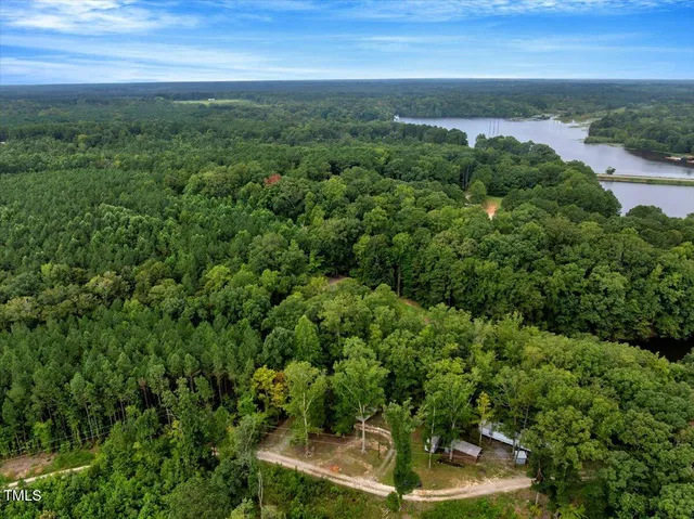 a view of a garden with a lake