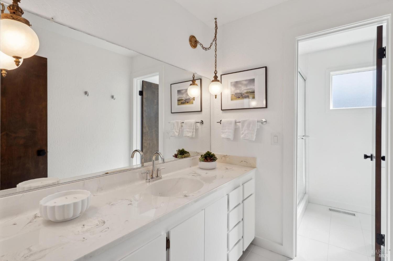 3485 Ridgeview Drive Santa Rosa, CA 95404 - Photo 40 of 63 a bathroom with a sink and a mirror