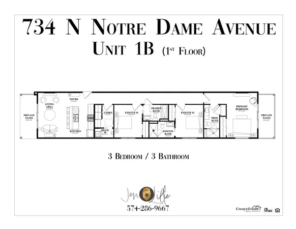 $949,000 | 734 North Notre Dame Avenue, Unit 1B, South Bend, IN 46617