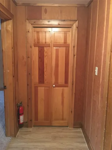 a view of wooden door