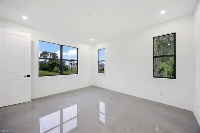 a kitchen with refrigerator and countertop
