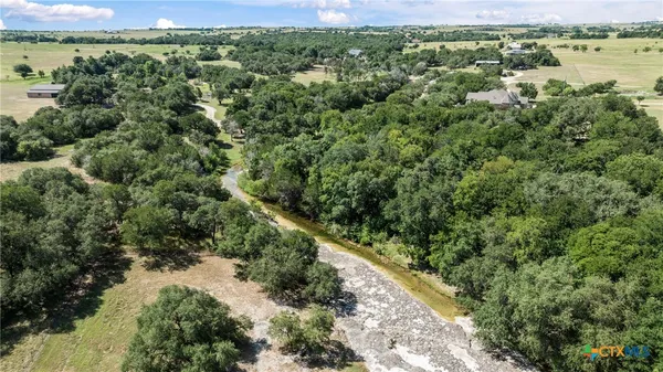 a view of a forest with a houses
