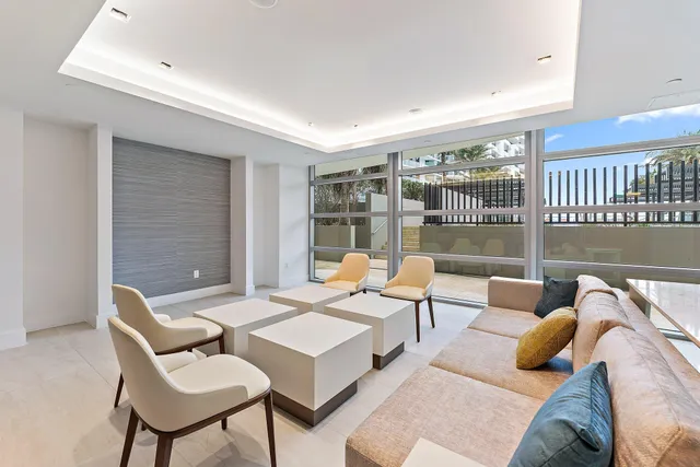 a view of a living room with furniture
