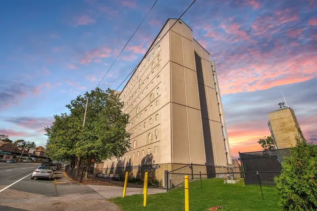 a view of a tall building