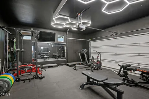 a view of a room with gym equipment