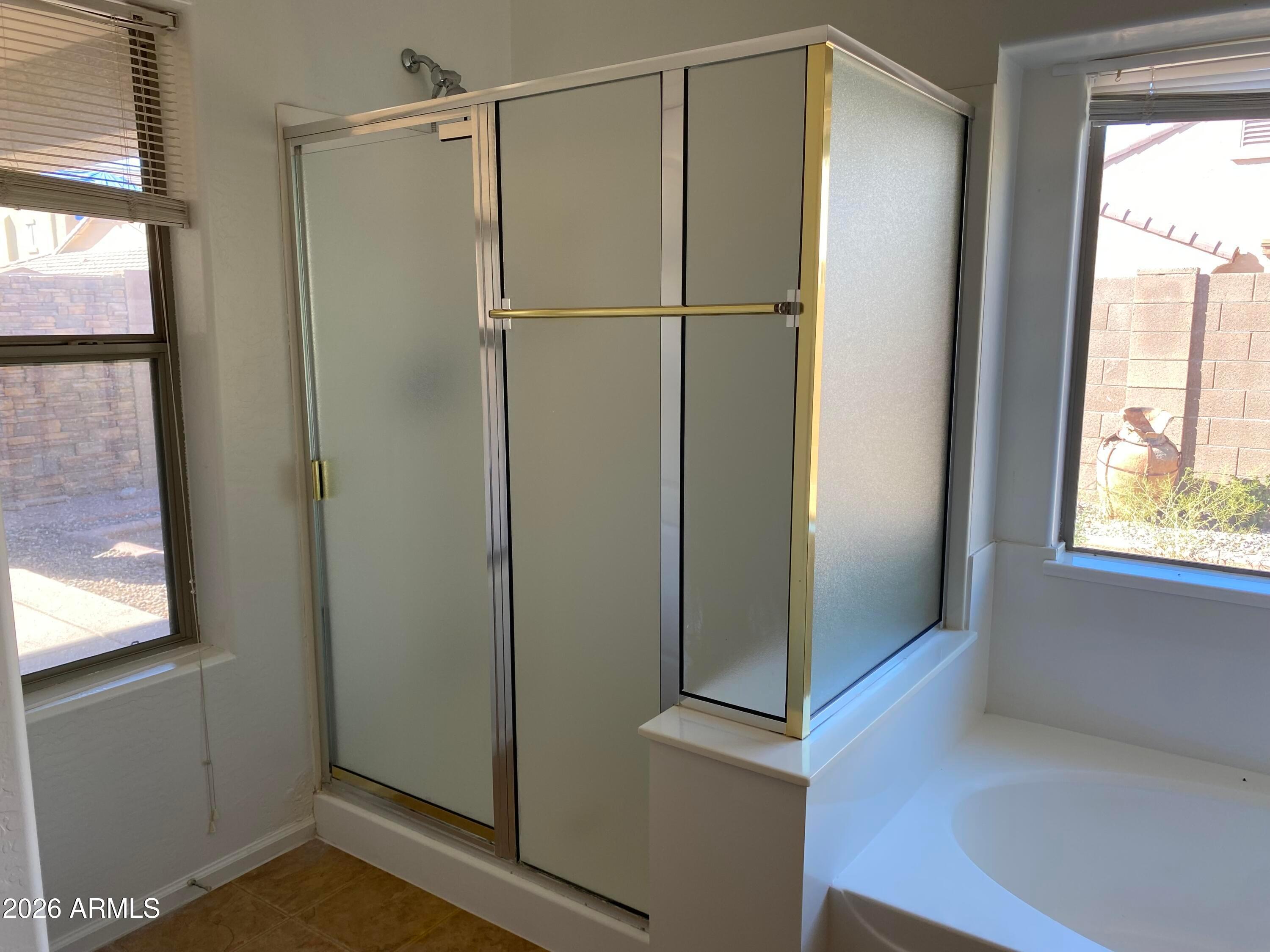 9124 West Heber Road Tolleson, AZ 85353 - Photo 15 of 26 a bathroom with a glass shower door