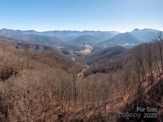 a view of a mountain range with lush green forest