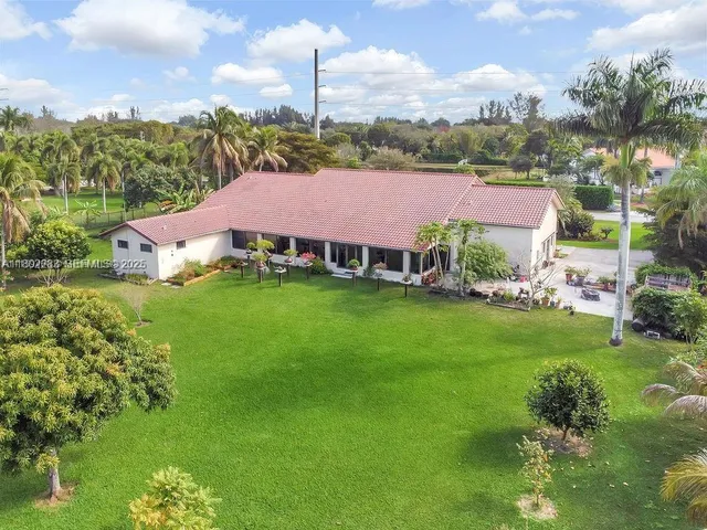 a view of a park with a tree in the background