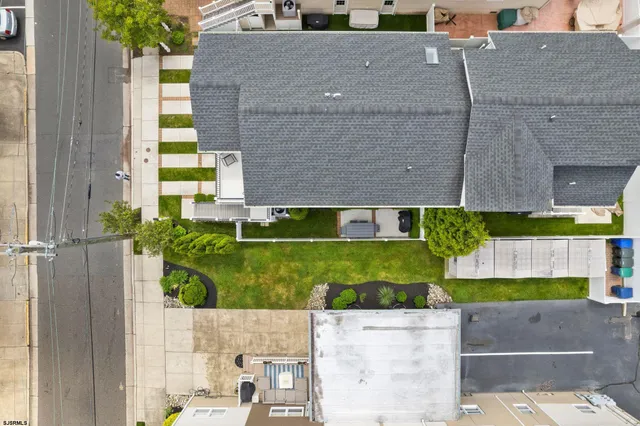 a aerial view of a house with a garden