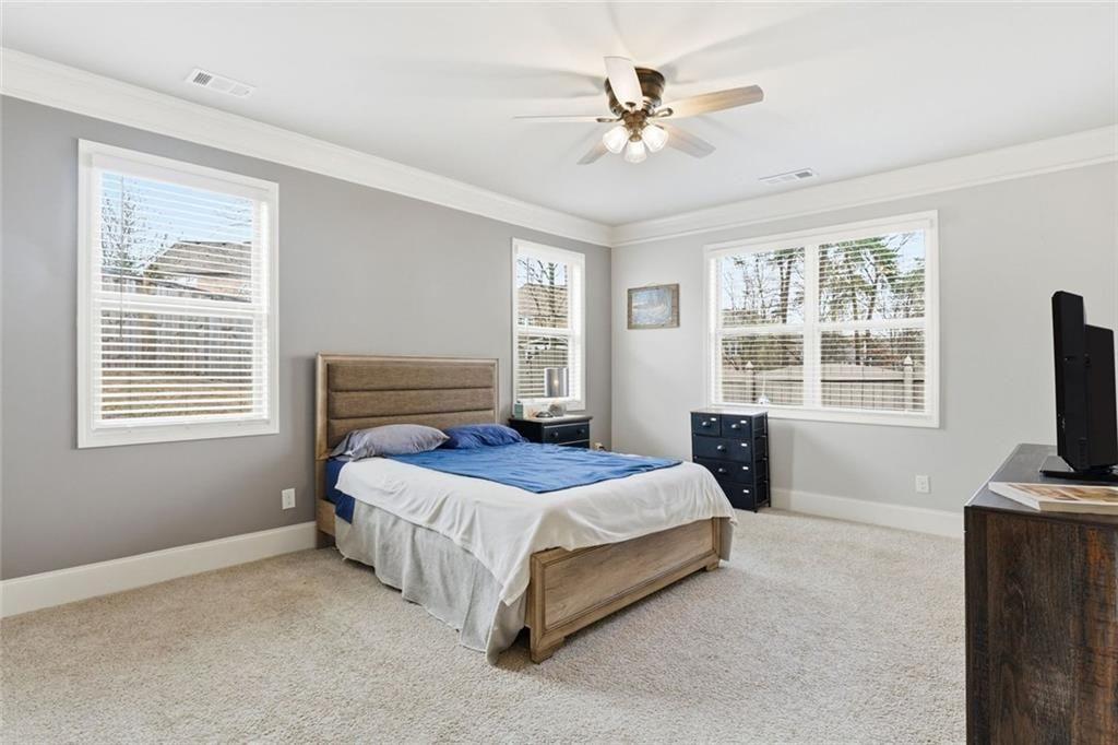 419 After Glow Summit Canton, GA 30114 - Photo 28 of 41 a bedroom with a bed a flat screen tv and windows