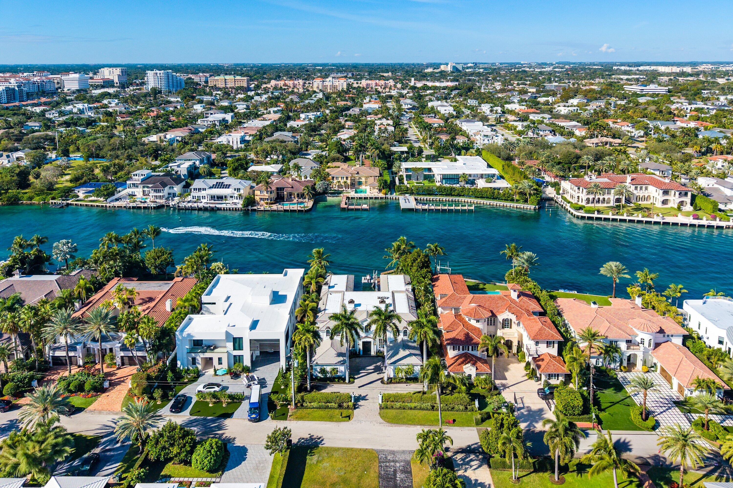 485 Northeast Spanish Trail Boca Raton, FL 33432 - Photo 69 of 76 an aerial view of a city with lots of residential buildings lake and ocean view
