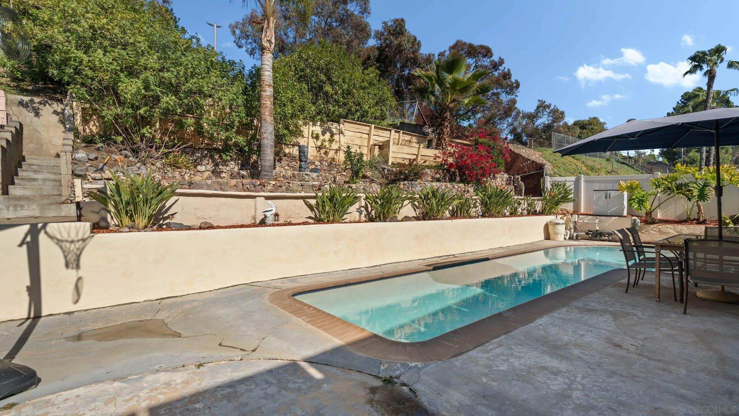 10019 Settle Road Santee, CA 92071 - Photo 32 of 35 a view of a swimming pool with a patio and plants