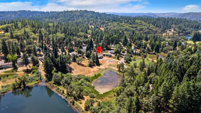 a view of a city with a lake