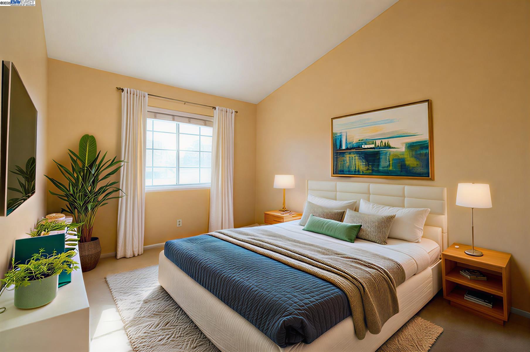 123 Pelican Loop Pittsburg, CA 94565 - Photo 33 of 60 a bedroom with a bed and a potted plant