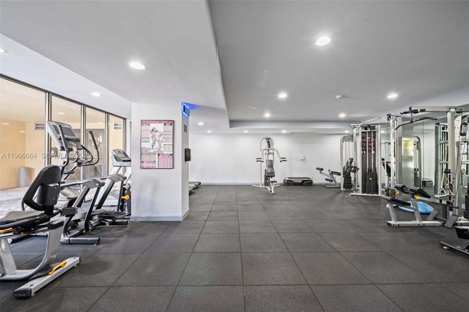 55 Merrick Way, Unit 507 Coral Gables, FL 33134 - Photo 27 of 28 a view of a room with gym equipment