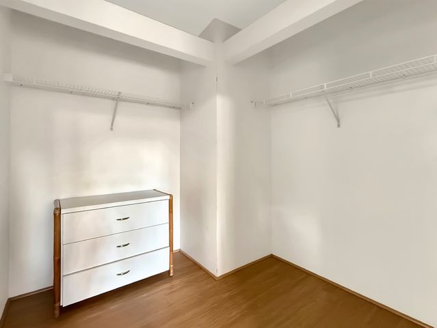 a view of an empty walk in closet