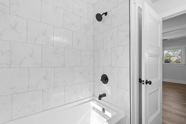 a bathroom with a tub