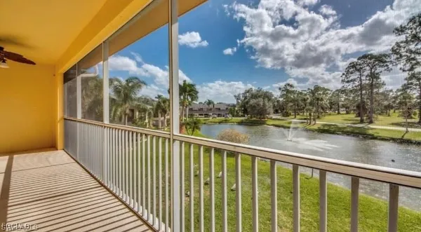 a view of a lake from a balcony