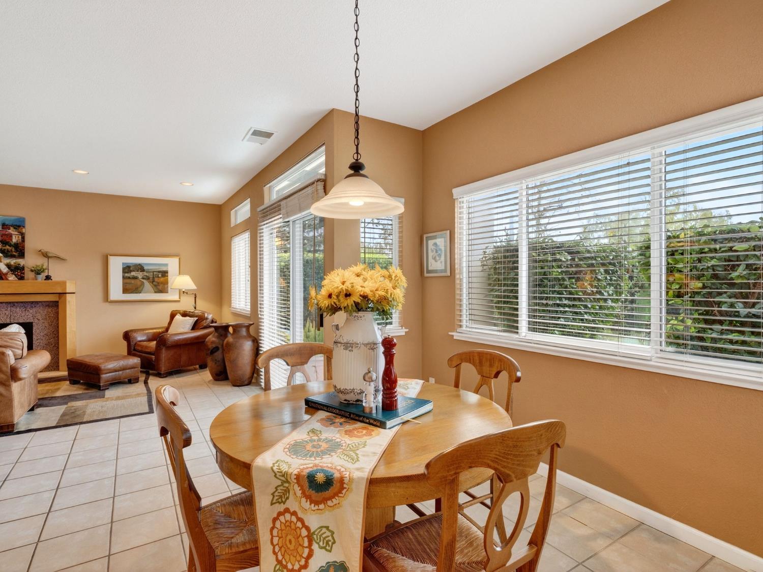 416 Merganser Place Davis, CA 95616 - Photo 18 of 46 a view of a dining room with furniture a chandelier and large windows