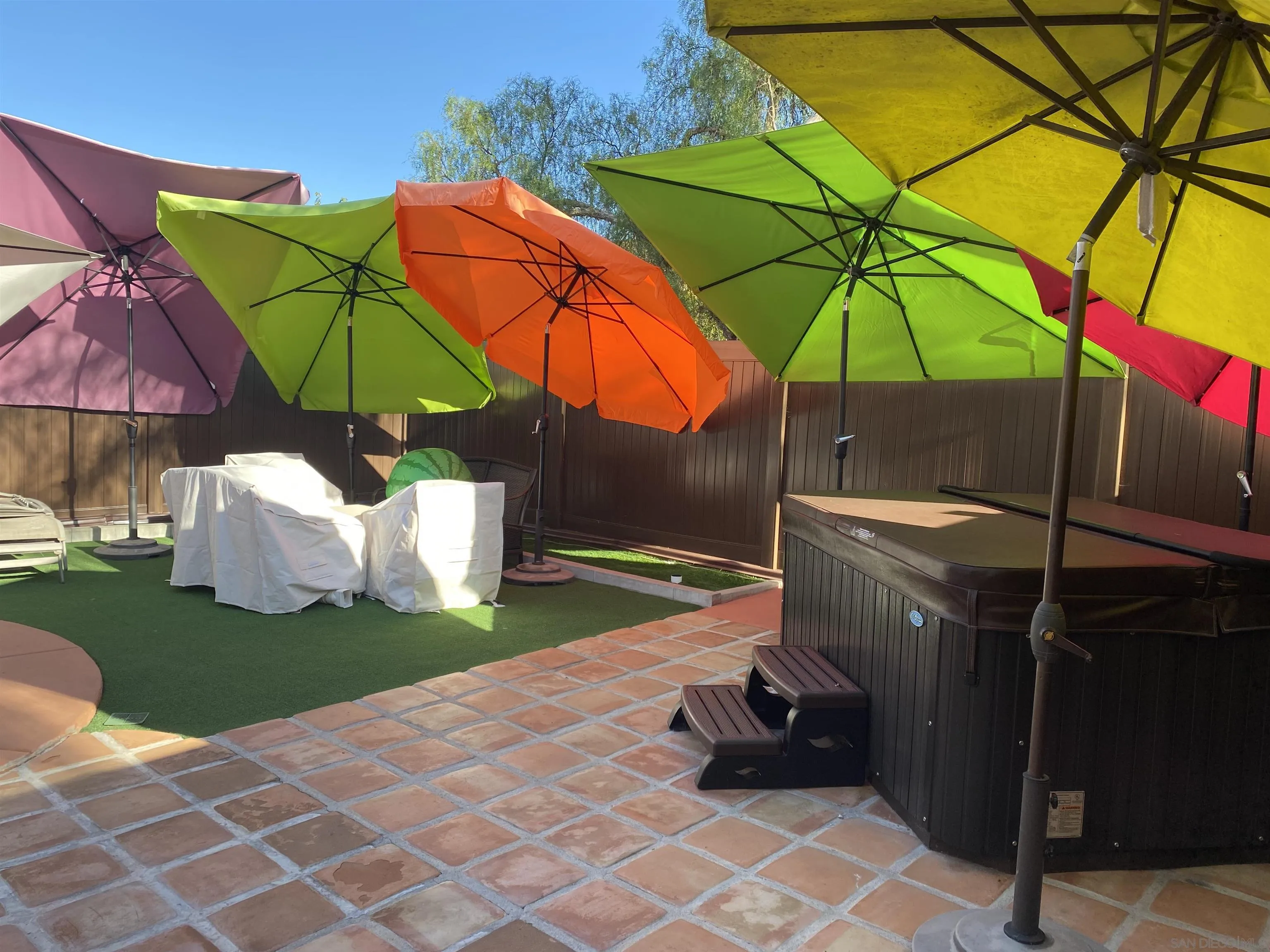 2332 Summerhill Drive Encinitas, CA 92024 - Photo 2 of 28 a view of a backyard with table and chairs under an umbrella