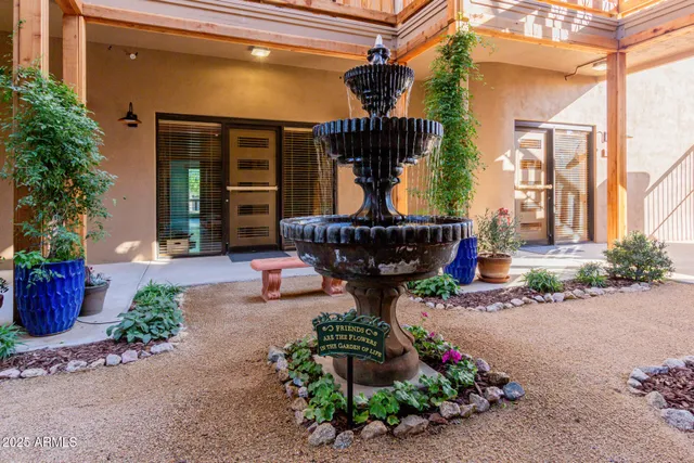 a front view of a house with patio