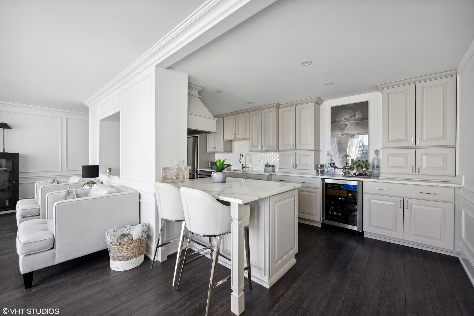 111 East Chestnut Street, Unit 26J Chicago, IL 60611 - Photo 4 of 23 a kitchen with white cabinets and white appliances