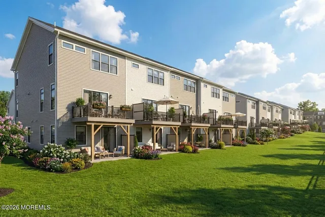 a view of a house with backyard and garden
